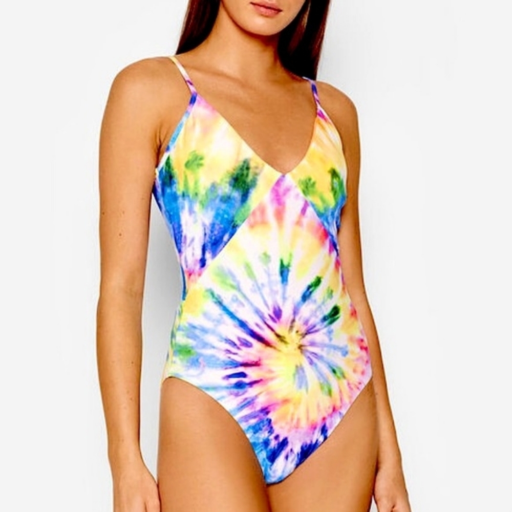 Ralph Lauren Tie Dye Back Lace One Piece Swimsuit, XS